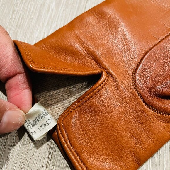 Neiman Marcus Brown Leather Gloves Size 6.5 - Picture 5 of 6